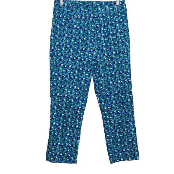 Soft Surroundings Blue Floral Cropped Pull On Pants Size PS Petite Small - Picture 1 of 12